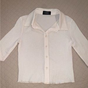 Cropped cream button down